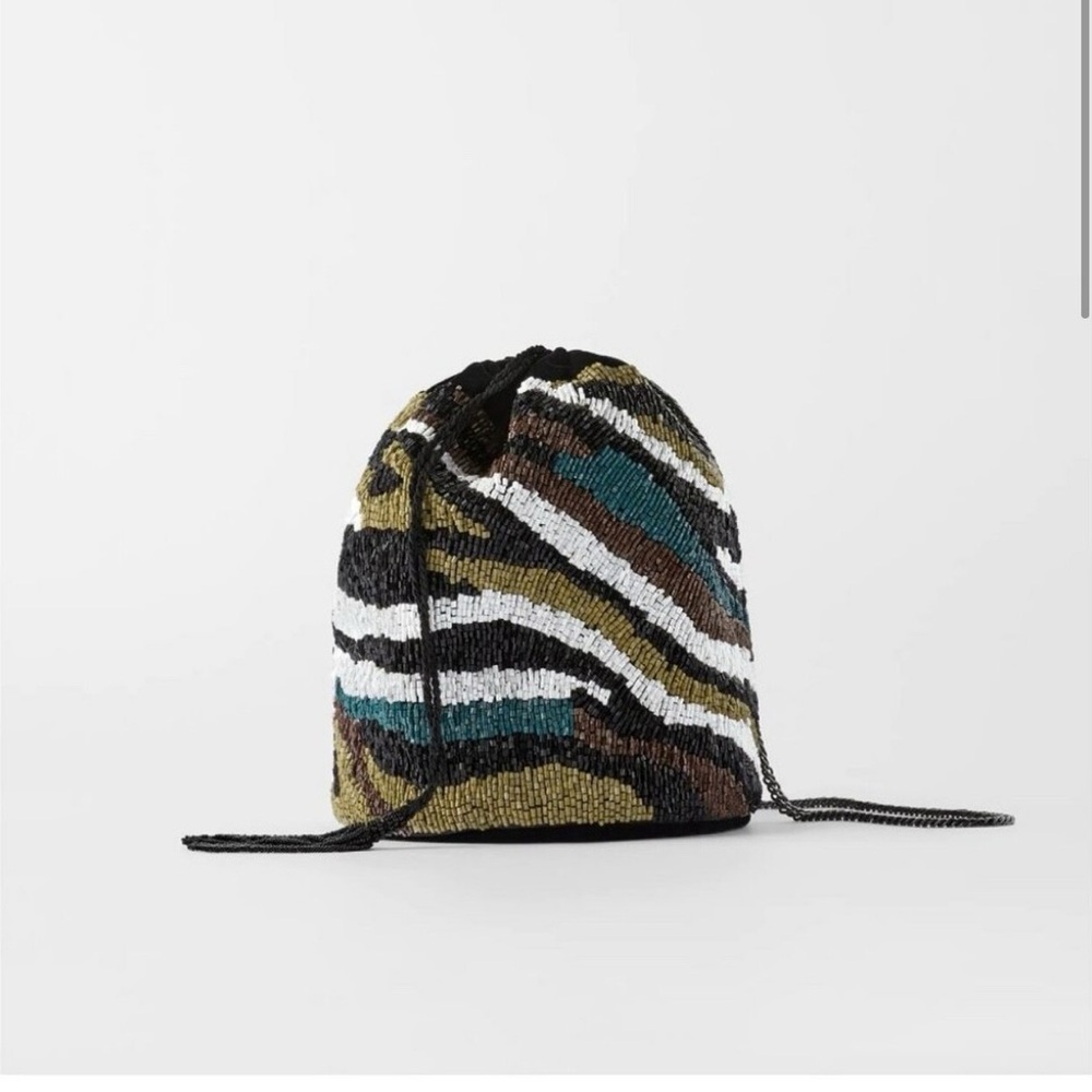 Zara Multicolor Beaded Drawstring Bag
